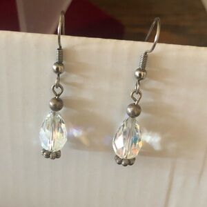 Silver Crystal Drop Earrings